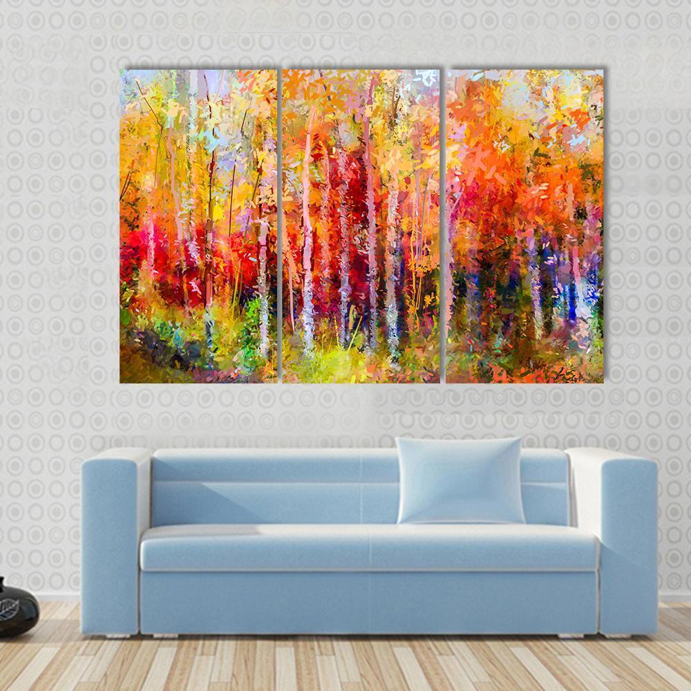 Semi Abstract Paintings Image Of Forest Canvas Wall Art-3 Horizontal-Gallery Wrap-37&quot; x 24&quot;-Tiaracle