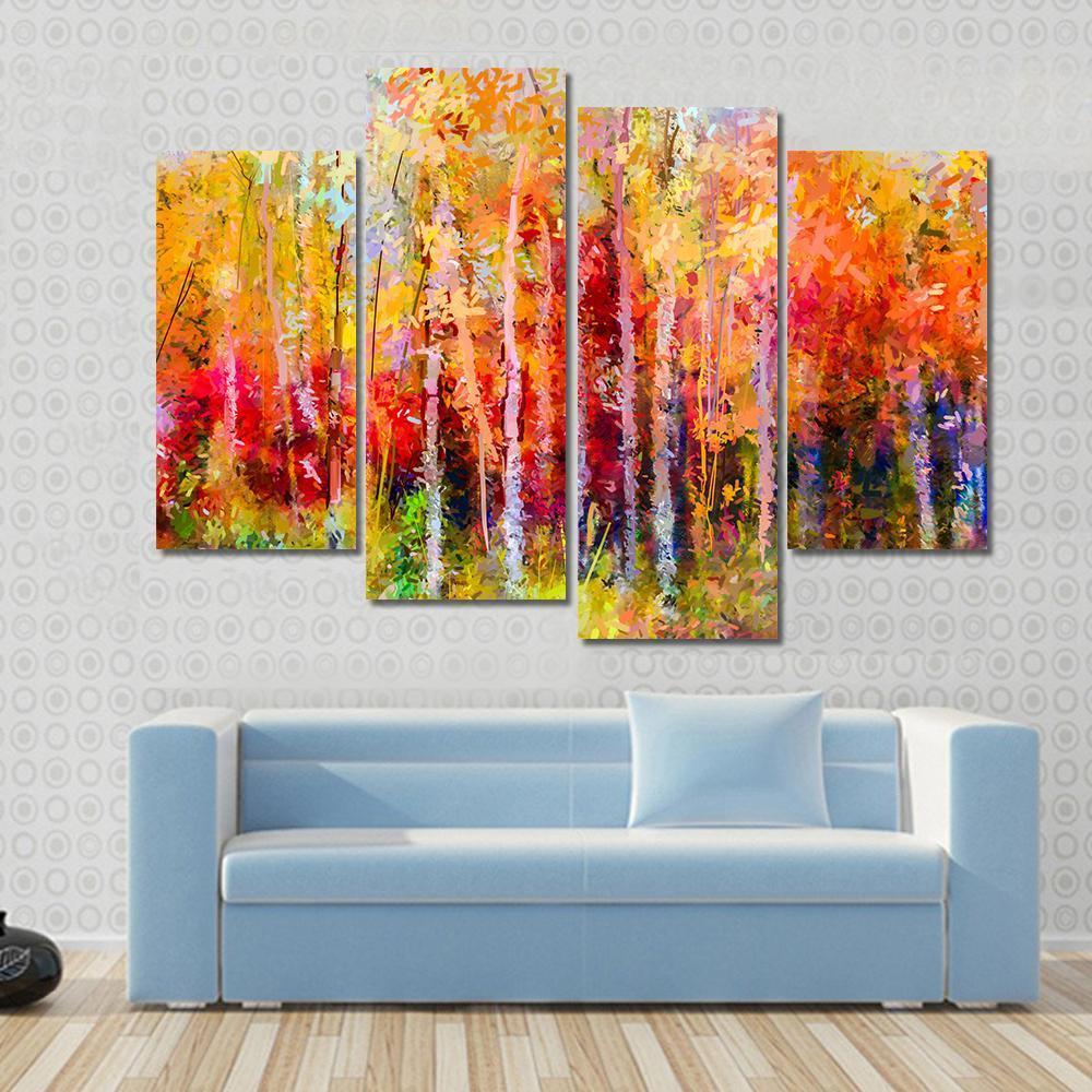 Semi Abstract Paintings Image Of Forest Canvas Wall Art-4 Pop-Gallery Wrap-50" x 32"-Tiaracle