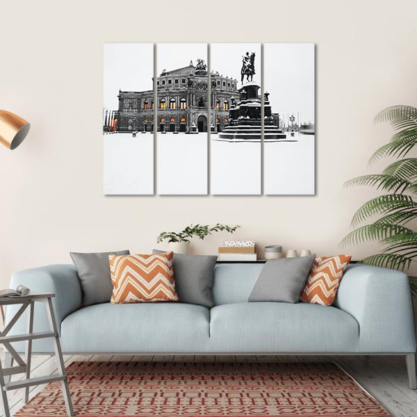 Semperoper In The Winter Time Canvas Wall Art-4 Horizontal-Gallery Wrap-34" x 24"-Tiaracle