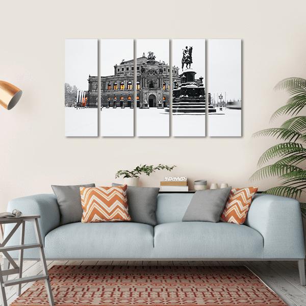Semperoper In The Winter Time Canvas Wall Art-5 Horizontal-Gallery Wrap-22" x 12"-Tiaracle