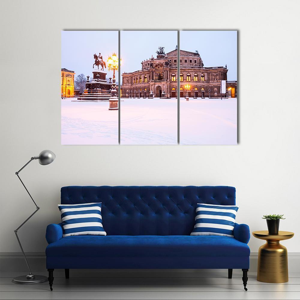 Semperoper In The Winter Time Canvas Wall Art-3 Horizontal-Gallery Wrap-37" x 24"-Tiaracle