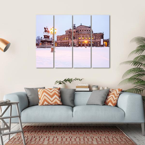 Semperoper In The Winter Time Canvas Wall Art-1 Piece-Gallery Wrap-36" x 24"-Tiaracle