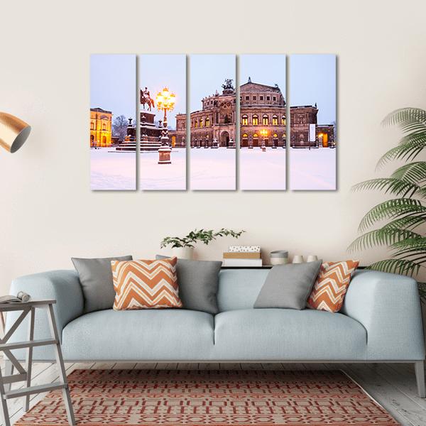 Semperoper In The Winter Time Canvas Wall Art-5 Horizontal-Gallery Wrap-22" x 12"-Tiaracle