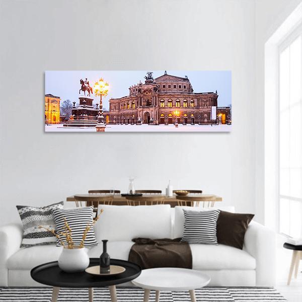 Semperoper In The Winter Time Panoramic Canvas Wall Art-1 Piece-36" x 12"-Tiaracle