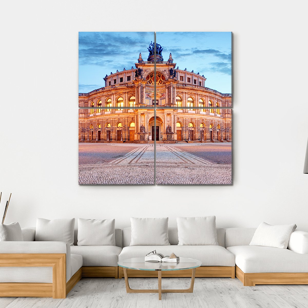 Semperoper Opera Building In Dresden Canvas Wall Art-4 Square-Gallery Wrap-17" x 17"-Tiaracle