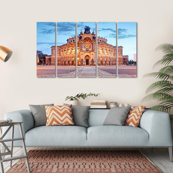 Semperoper Opera Building In Dresden Canvas Wall Art-5 Horizontal-Gallery Wrap-22" x 12"-Tiaracle