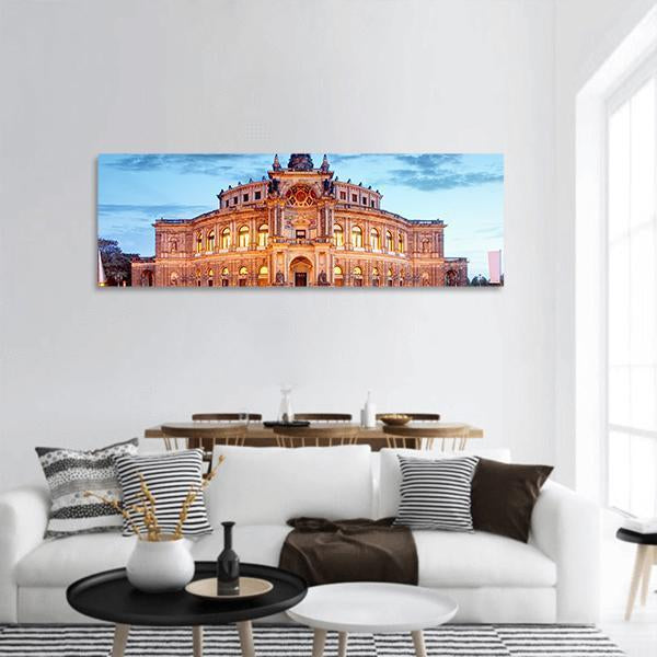 Semperoper Opera Building In Dresden Panoramic Canvas Wall Art-1 Piece-36" x 12"-Tiaracle