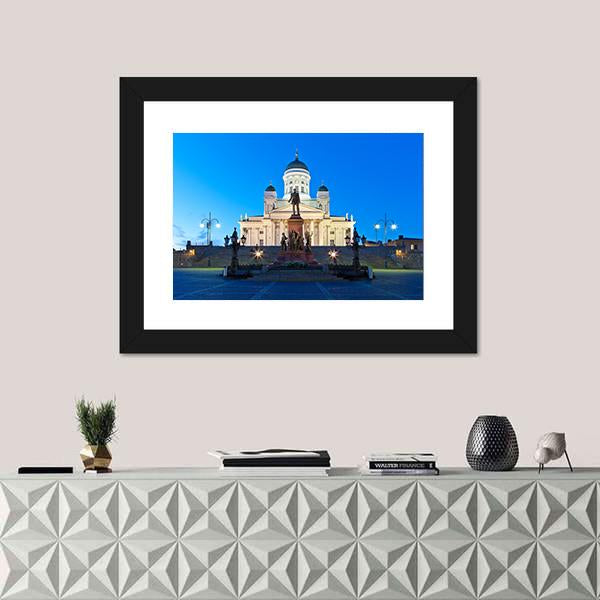 Senate Square With Lutheran Cathedral Canvas Wall Art-1 Piece-Framed Print-20" x 16"-Tiaracle