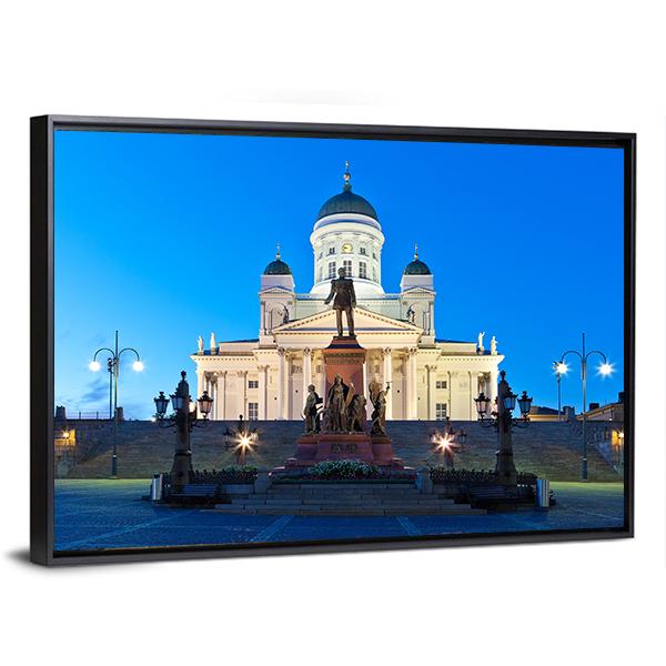 Senate Square With Lutheran Cathedral Canvas Wall Art-3 Horizontal-Gallery Wrap-25" x 16"-Tiaracle
