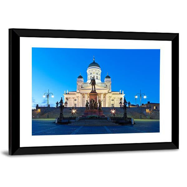 Senate Square With Lutheran Cathedral Canvas Wall Art-3 Horizontal-Gallery Wrap-25" x 16"-Tiaracle