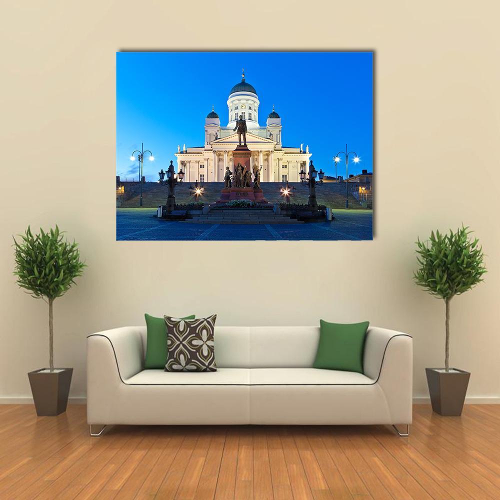 Senate Square With Lutheran Cathedral Canvas Wall Art-1 Piece-Gallery Wrap-36" x 24"-Tiaracle