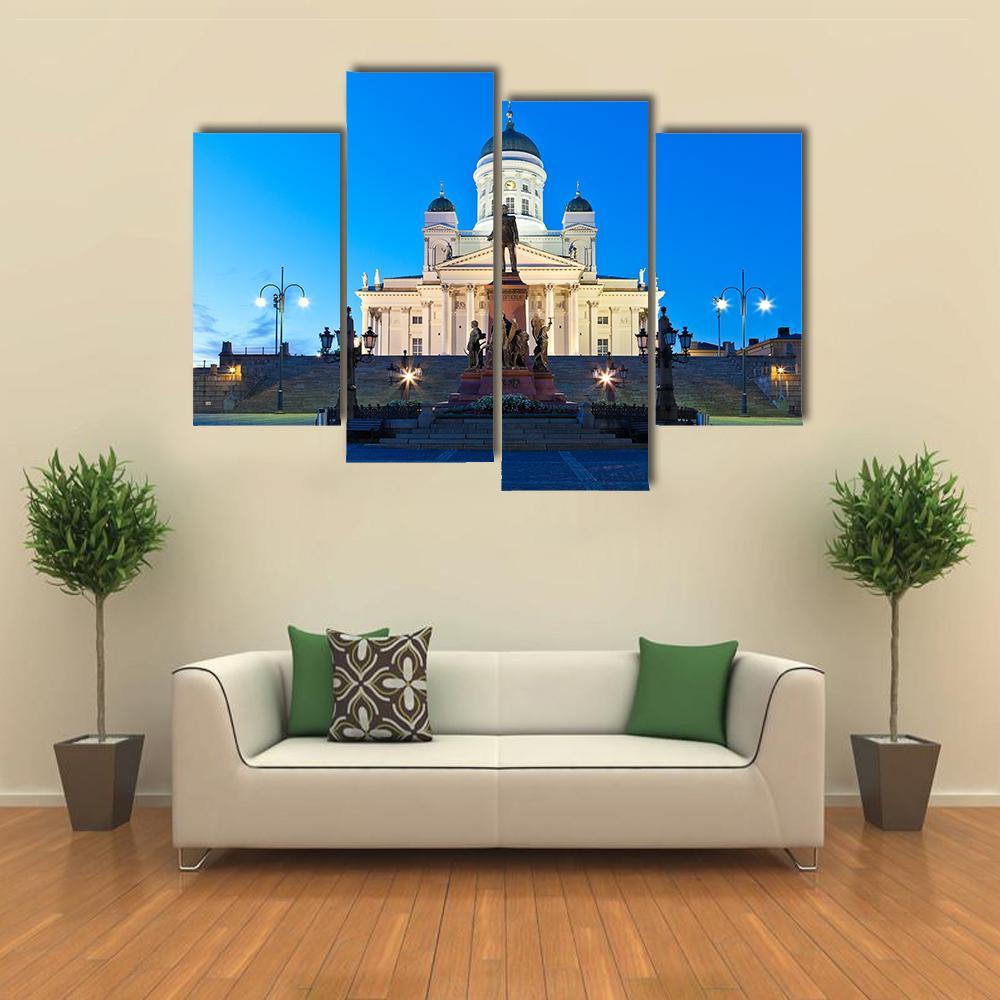 Senate Square With Lutheran Cathedral Canvas Wall Art-4 Pop-Gallery Wrap-50" x 32"-Tiaracle