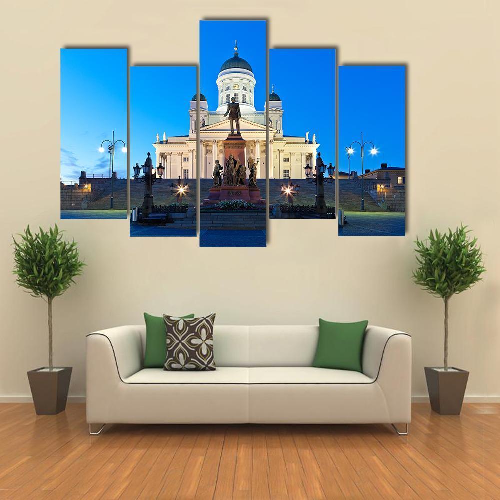Senate Square With Lutheran Cathedral Canvas Wall Art-5 Pop-Gallery Wrap-47" x 32"-Tiaracle