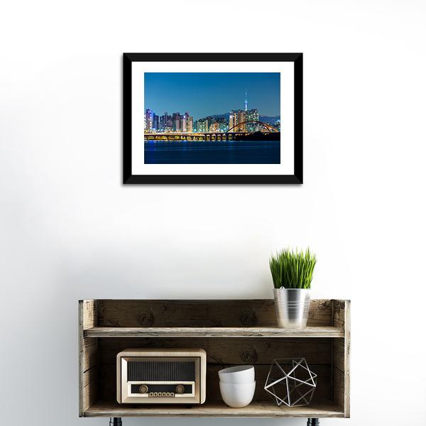 Seoul Skyline Canvas Wall Art-3 Horizontal-Gallery Wrap-25" x 16"-Tiaracle