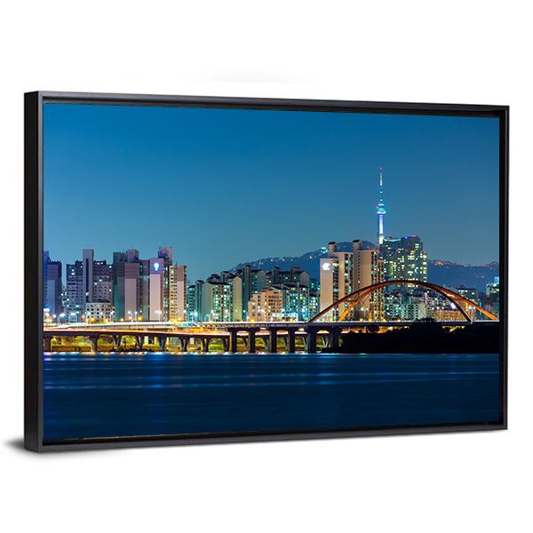 Seoul Skyline Canvas Wall Art-3 Horizontal-Gallery Wrap-25" x 16"-Tiaracle