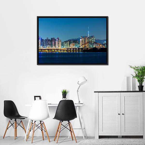 Seoul Skyline Canvas Wall Art-3 Horizontal-Gallery Wrap-25" x 16"-Tiaracle