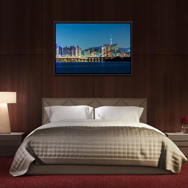 Seoul Skyline Canvas Wall Art-3 Horizontal-Gallery Wrap-25" x 16"-Tiaracle