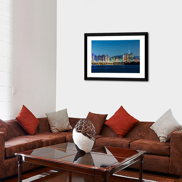 Seoul Skyline Canvas Wall Art-3 Horizontal-Gallery Wrap-25" x 16"-Tiaracle