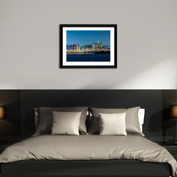 Seoul Skyline Canvas Wall Art-3 Horizontal-Gallery Wrap-25" x 16"-Tiaracle