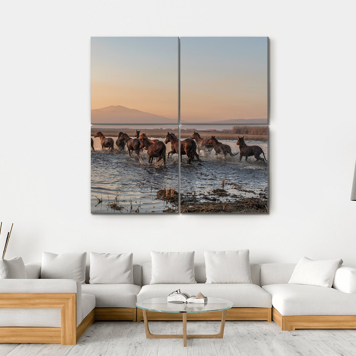 Sequenced Wild Horses Canvas Wall Art-4 Square-Gallery Wrap-17" x 17"-Tiaracle