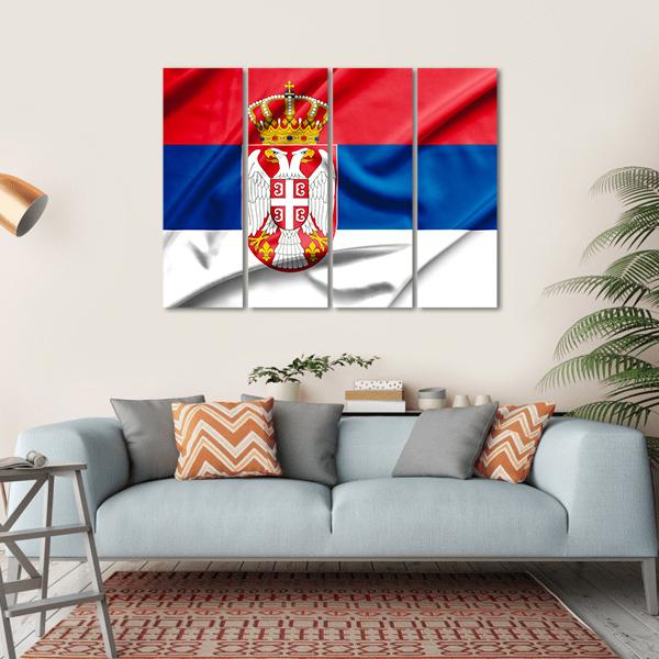 Serbia Flag Canvas Wall Art-4 Horizontal-Gallery Wrap-34" x 24"-Tiaracle