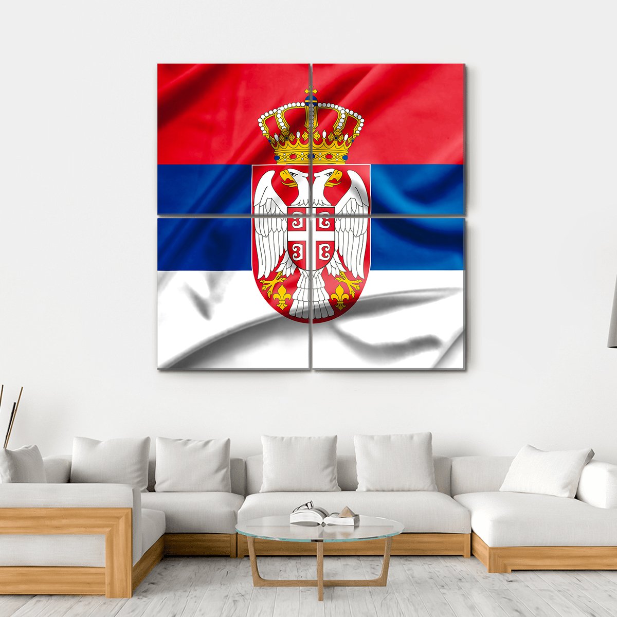 Serbia Flag Canvas Wall Art-4 Square-Gallery Wrap-17" x 17"-Tiaracle