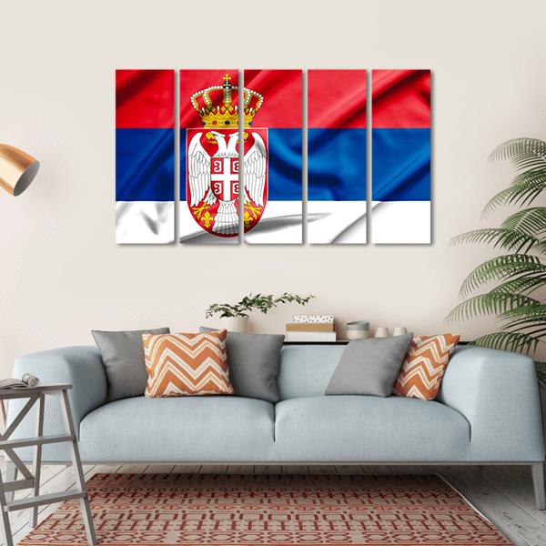 Serbia Flag Canvas Wall Art-5 Horizontal-Gallery Wrap-22" x 12"-Tiaracle