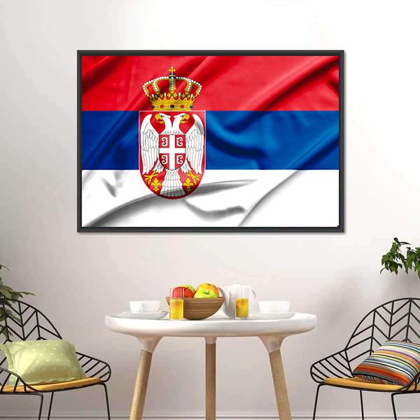 Serbia Flag Canvas Wall Art-3 Horizontal-Gallery Wrap-25" x 16"-Tiaracle