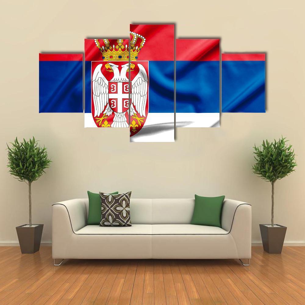 Serbia Flag Canvas Wall Art-4 Pop-Gallery Wrap-50" x 32"-Tiaracle