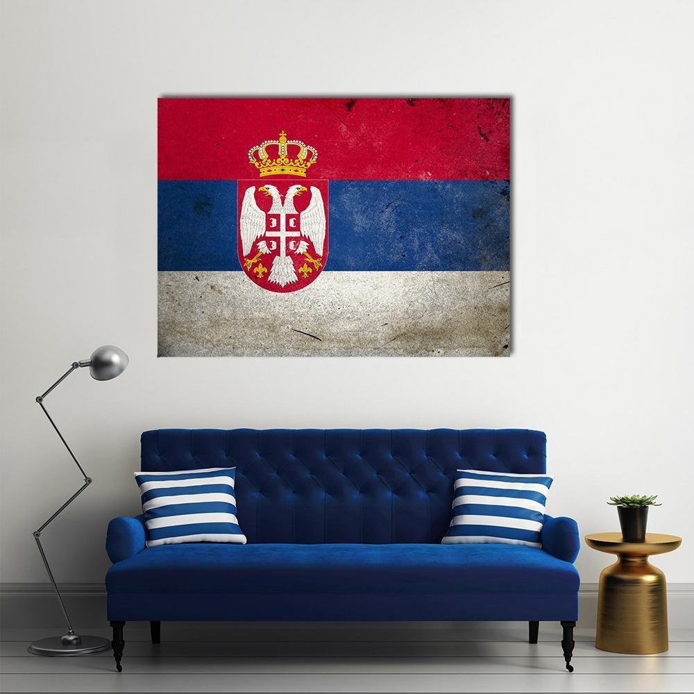 Serbia Flag On Grunge Texture Canvas Wall Art-1 Piece-Gallery Wrap-48" x 32"-Tiaracle