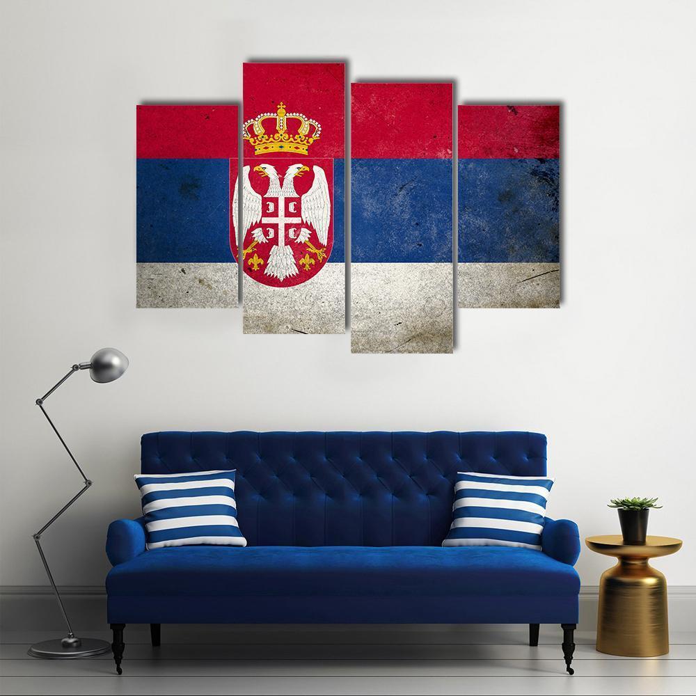 Serbia Flag On Grunge Texture Canvas Wall Art-4 Pop-Gallery Wrap-50" x 32"-Tiaracle