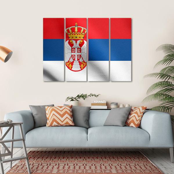 Serbian National Official Flag Canvas Wall Art-4 Horizontal-Gallery Wrap-34" x 24"-Tiaracle