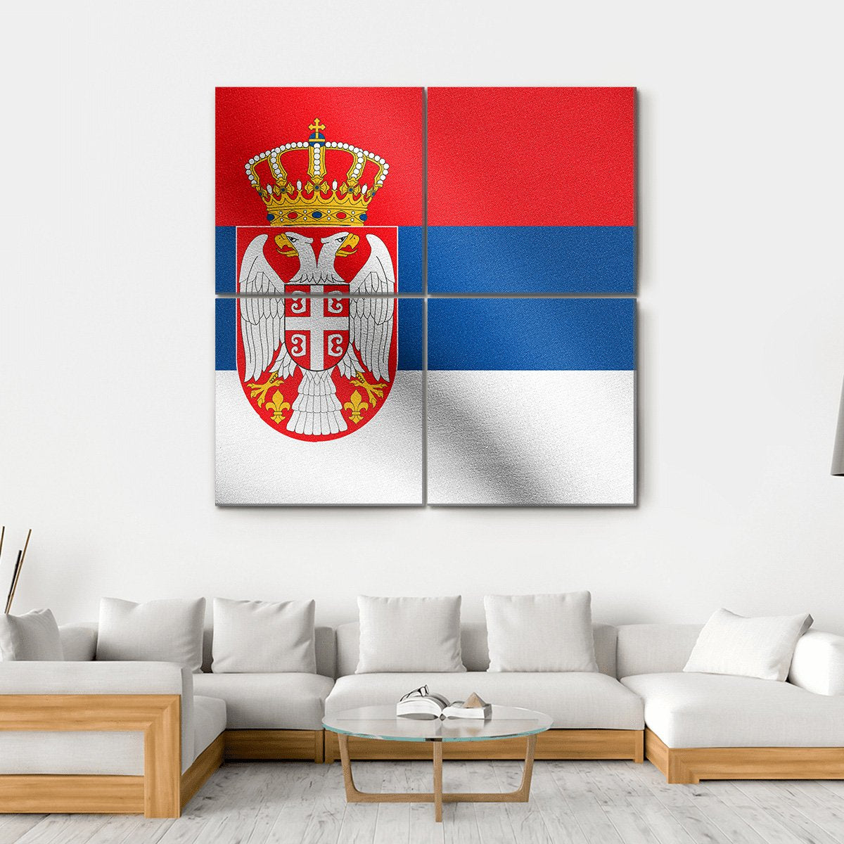 Serbian National Official Flag Canvas Wall Art-4 Square-Gallery Wrap-17" x 17"-Tiaracle