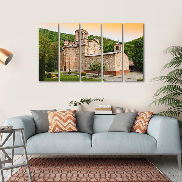 Serbian Orthodox Monastery Ravanica Canvas Wall Art-5 Horizontal-Gallery Wrap-22" x 12"-Tiaracle