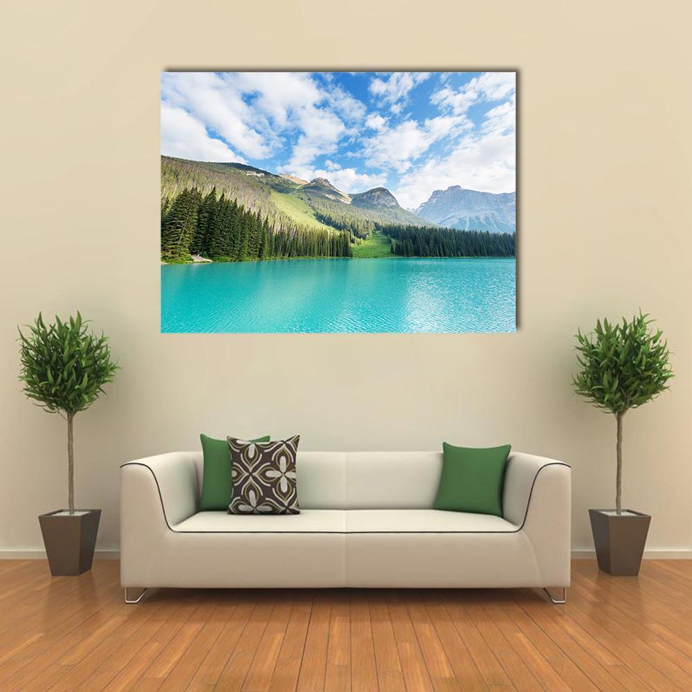 Serenity Emerald Lake In Canada Canvas Wall Art-5 Horizontal-Gallery Wrap-22" x 12"-Tiaracle