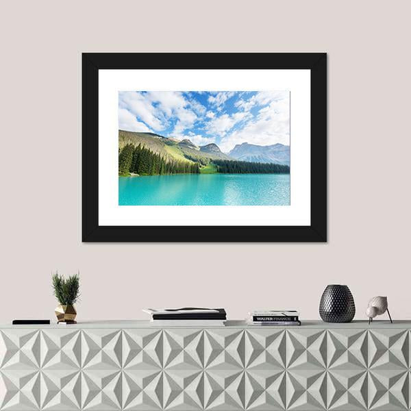 Serenity Emerald Lake In Canada Canvas Wall Art-1 Piece-Framed Print-20" x 16"-Tiaracle