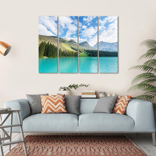 Serenity Emerald Lake In Canada Canvas Wall Art-4 Horizontal-Gallery Wrap-34" x 24"-Tiaracle