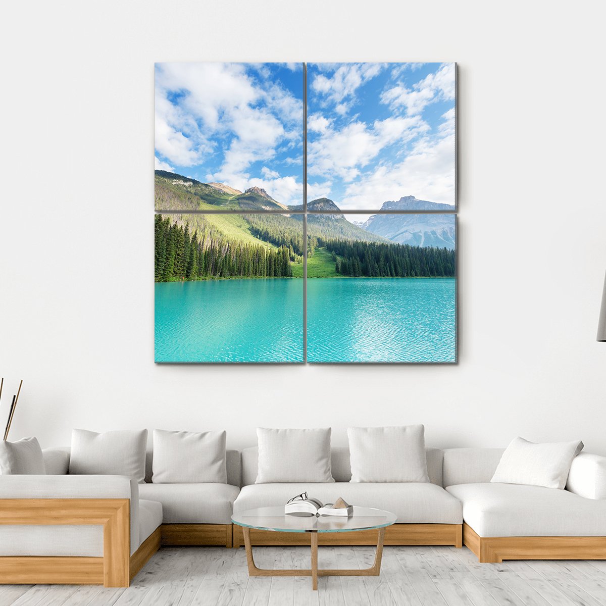Serenity Emerald Lake In Canada Canvas Wall Art-4 Square-Gallery Wrap-17" x 17"-Tiaracle