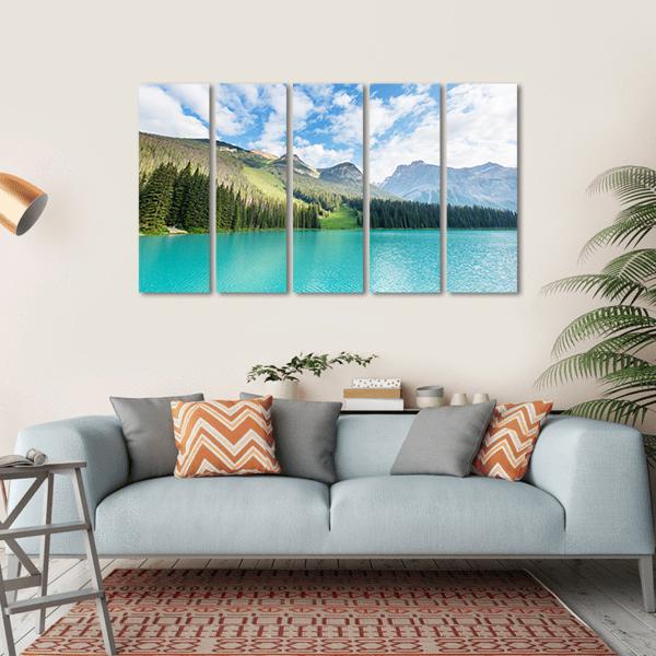 Serenity Emerald Lake In Canada Canvas Wall Art-5 Horizontal-Gallery Wrap-22" x 12"-Tiaracle
