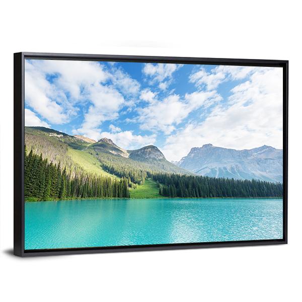 Serenity Emerald Lake In Canada Canvas Wall Art-3 Horizontal-Gallery Wrap-25" x 16"-Tiaracle