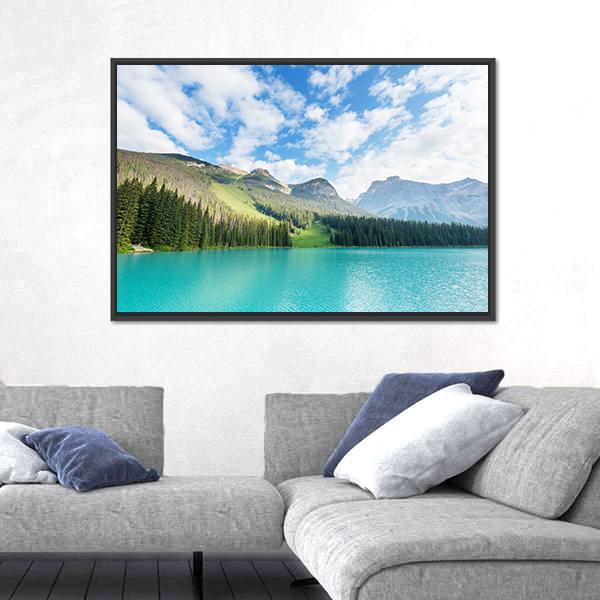 Serenity Emerald Lake In Canada Canvas Wall Art-3 Horizontal-Gallery Wrap-25" x 16"-Tiaracle
