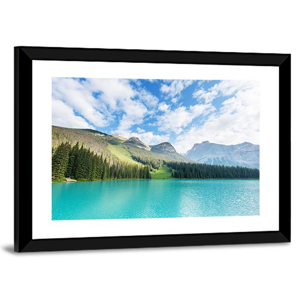 Serenity Emerald Lake In Canada Canvas Wall Art-3 Horizontal-Gallery Wrap-25" x 16"-Tiaracle