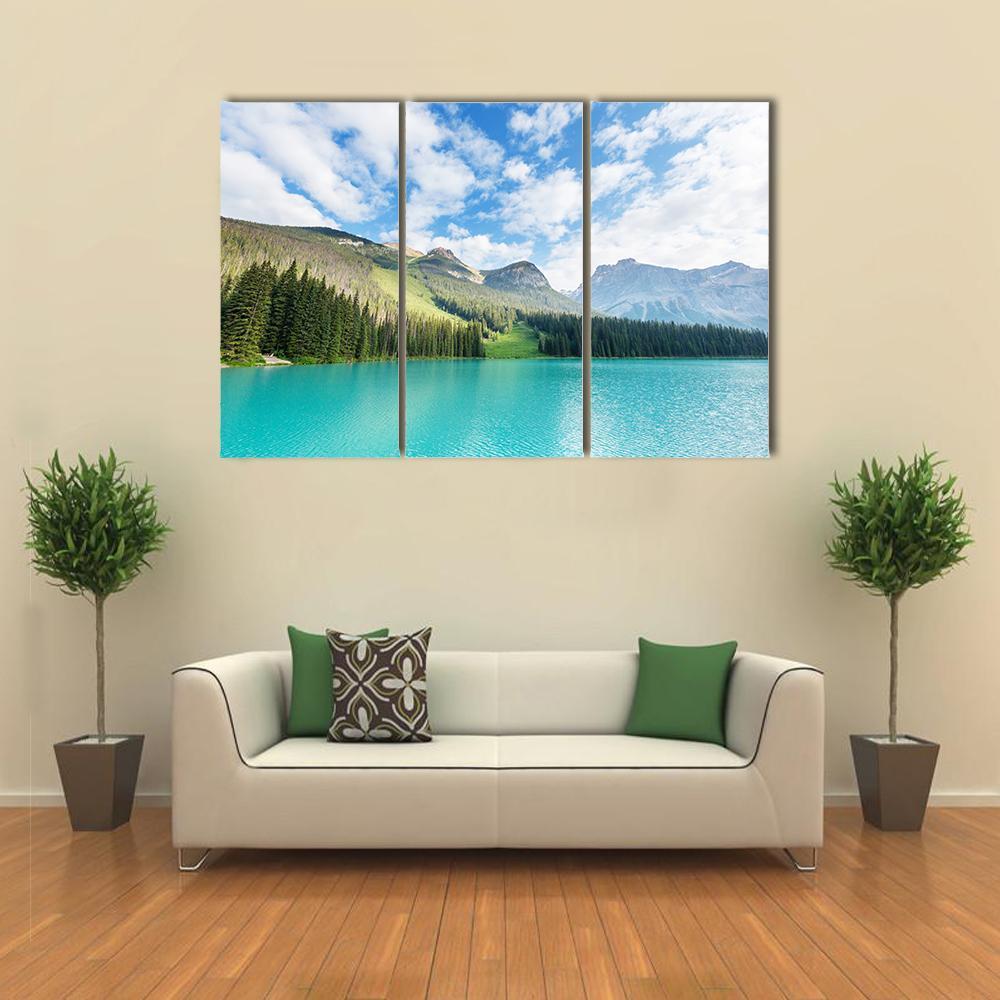 Serenity Emerald Lake In Canada Canvas Wall Art-3 Horizontal-Gallery Wrap-37" x 24"-Tiaracle