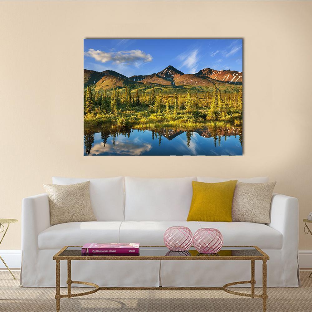 Serenity Lake In Tundra On Alaska Canvas Wall Art-4 Pop-Gallery Wrap-50" x 32"-Tiaracle