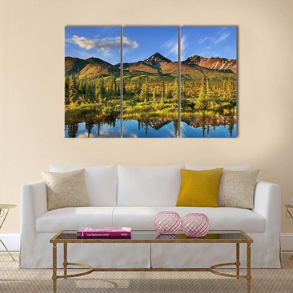 Serenity Lake In Tundra On Alaska Canvas Wall Art-3 Horizontal-Gallery Wrap-37" x 24"-Tiaracle