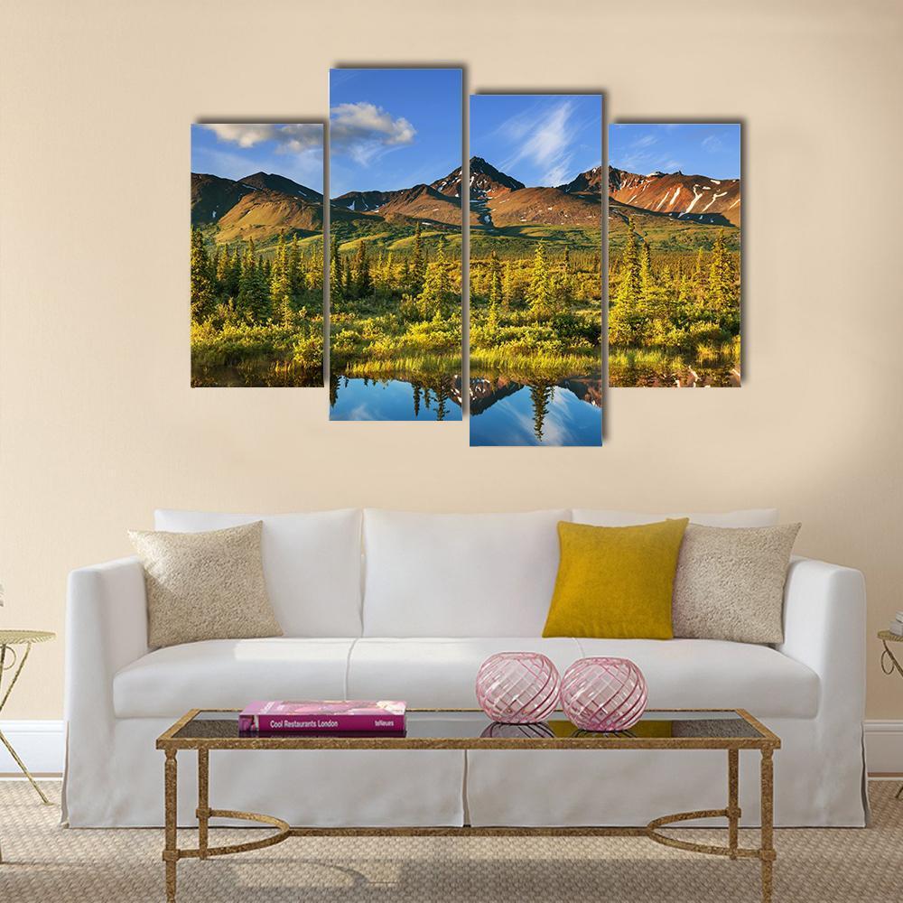 Serenity Lake In Tundra On Alaska Canvas Wall Art-4 Pop-Gallery Wrap-50" x 32"-Tiaracle