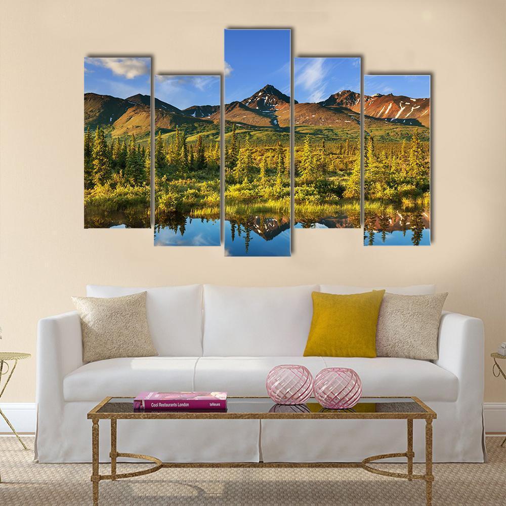 Serenity Lake In Tundra On Alaska Canvas Wall Art-5 Pop-Gallery Wrap-47" x 32"-Tiaracle