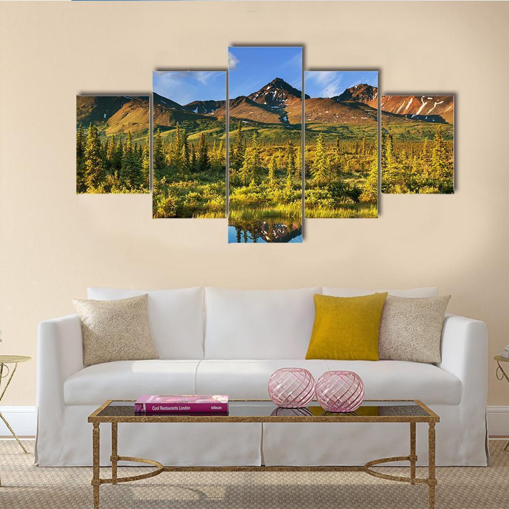 Serenity Lake In Tundra On Alaska Canvas Wall Art-5 Star-Gallery Wrap-62" x 32"-Tiaracle