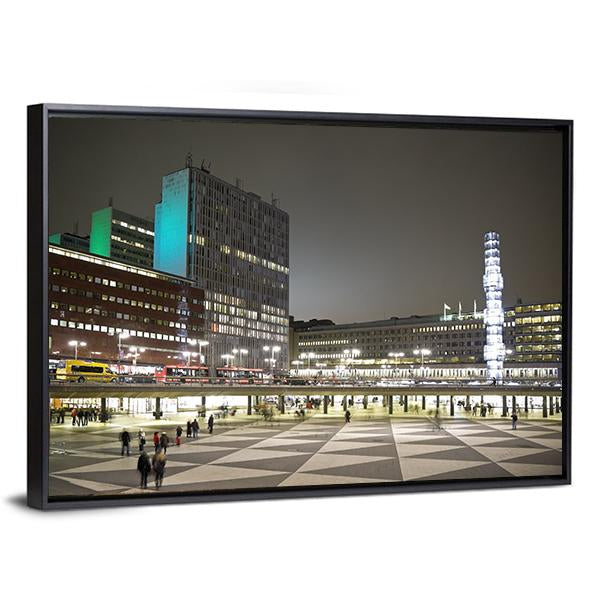 Sergels Torg Square In Stockholm City Canvas Wall Art-3 Horizontal-Gallery Wrap-25" x 16"-Tiaracle