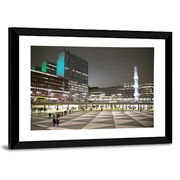 Sergels Torg Square In Stockholm City Canvas Wall Art-3 Horizontal-Gallery Wrap-25" x 16"-Tiaracle